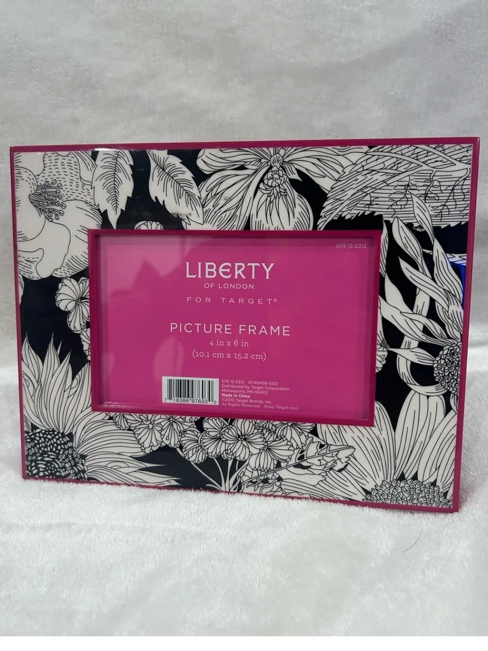 Liberty of London Black & White Floral Picture Frame Pink Trim Target 2010 4x6